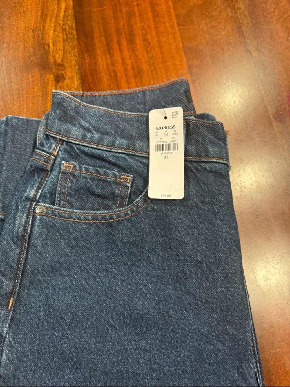 High Waisted Dark Wash Tall Hem Wide Leg Ankle Jeans - Picture 10 of 12
